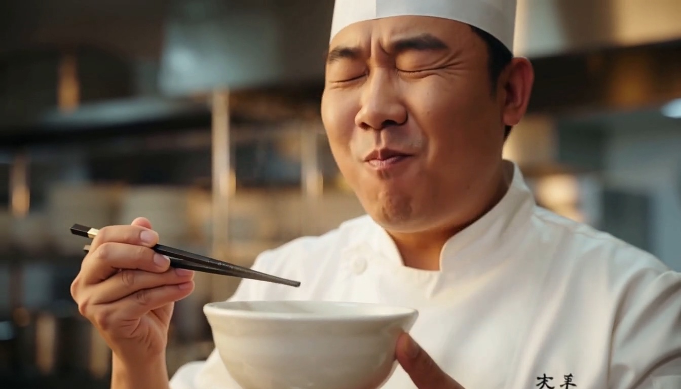 Shot 8: the chef tastes it